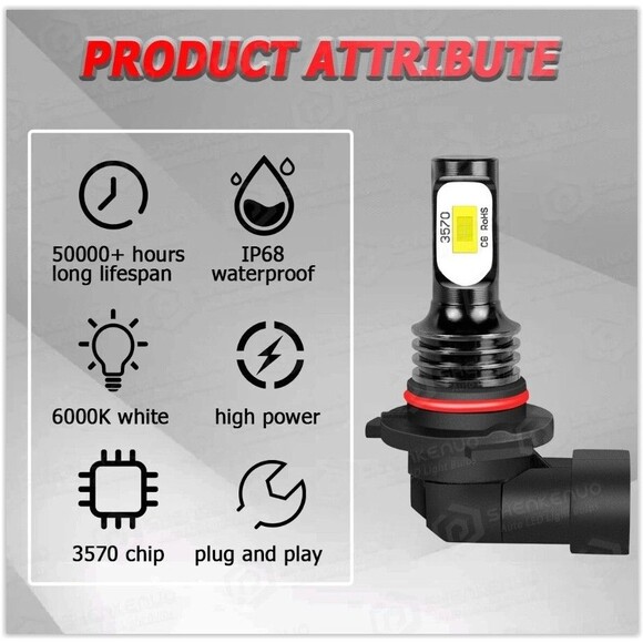 LED Headlight bulbs 9005/HB3, 9006/HB4, 9145/H10  New Set - Picture 9 of 16